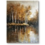 Obraz na płótnie do salonu rustykalny krajobraz jezioro jesień brązowo-biały