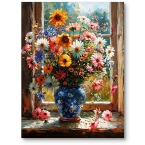 Obraz na płótnie do salonu rustykalny natura kwiaty pomarańczowo-biały