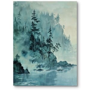 Obraz na płótnie do salonu skandynawski krajobrazy pejzaże i widoki góry mgła zielony szary