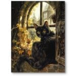 Obraz na płótnie do salonu vintage koty czarno-żółty do białego salonu Obraz na płótnie do salonu vintage koty czarno-żółty do białego salonu