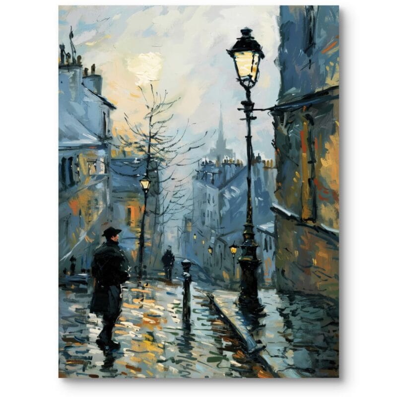 Obraz na płótnie do salonu vintage krajobraz miejski impresjonizm niebiesko-żółty