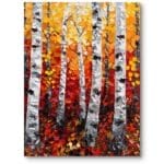 Obraz na płótnie do salonu w stylu nowoczesnym las jesienny impresjonizm żółto-pomarańczowy Obraz na płótnie do salonu w stylu nowoczesnym las jesienny impresjonizm żółto-pomarańczowy