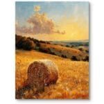 Obraz natura wiejski krajobraz do salonu rustykalny wiejskie i polne krajobrazy złoto-żółty pomarańczowy