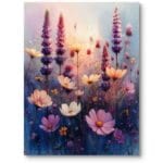 Obraz olejny do salonu natura i rośliny kwiaty ogrody klasyczny fioletowo-różowy