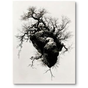 Plakat biuro minimalistyczny natura drzewo czarno-biały
