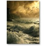 Plakat do biura burza morski krajobraz żółto-zielony realizm Plakat do biura burza morski krajobraz żółto-zielony realizm