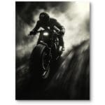 Plakat do biura motocykl mężczyzna noc czarno-biały industrialny Plakat do biura motocykl mężczyzna noc czarno-biały industrialny