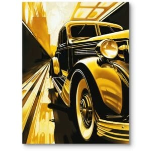 Plakat do biura motoryzacyjne samochody auta pop-art żółto-czarny