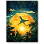 Plakat do biura podróży transport samoloty natura abstrakcja mieszana żółto-zielony Plakat do biura podróży transport samoloty natura abstrakcja mieszana żółto-zielony