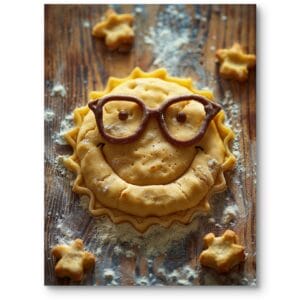 Plakat do kuchni dzieci rustykalny ciasto uśmiech żółto-brązowy