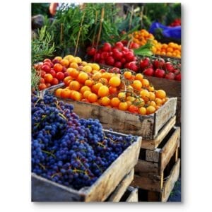 Plakat do kuchni i jadalni natura owoce świeże produkty pomarańczowo-czerwony