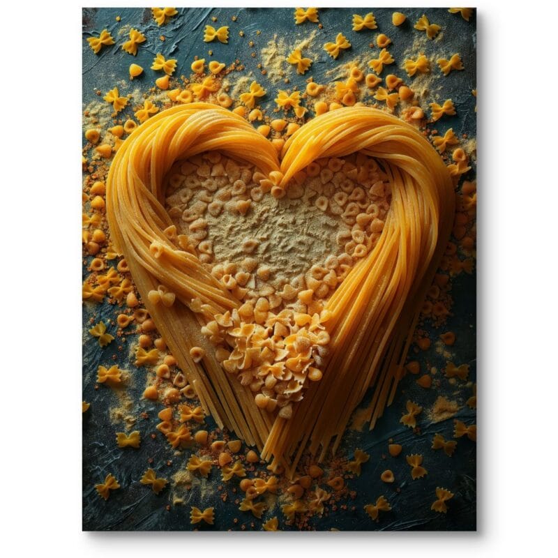 Plakat do kuchni jedzenie makaron realistyczny żółto-pomarańczowy