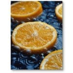 Plakat do kuchni jedzenie owoce cytryny na wodzie nowoczesny pomarańczowo-niebieski