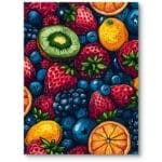 Plakat do kuchni nowoczesny natura owoce czerwono-zielony