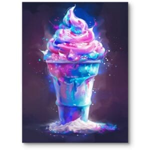 Plakat do pokoju dziecięcego deser lodowy pop-art nowoczesny niebiesko-różowy