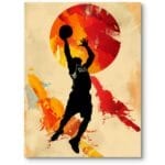 Plakat do pokoju nastolatka sport koszykówka pop-art czerwono-pomarańczowy Plakat do pokoju nastolatka sport koszykówka pop-art czerwono-pomarańczowy