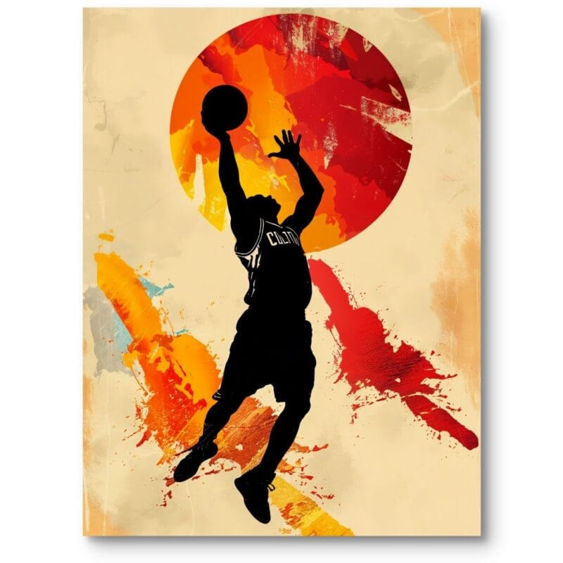 Plakat do pokoju nastolatka sport koszykówka pop-art czerwono-pomarańczowy Plakat do pokoju nastolatka sport koszykówka pop-art czerwono-pomarańczowy