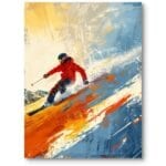 Plakat do pokoju nastolatka sport narciarstwo nowoczesny pomarańczowo-niebieski Plakat do pokoju nastolatka sport narciarstwo nowoczesny pomarańczowo-niebieski