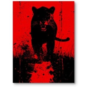 Plakat do pokoju nastolatka zwierzęta czarna pantera pop-art czerwono-czarny