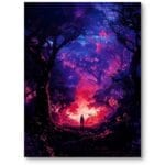 Plakat do salonu fantastyka kosmos fioletowo-różowy nowoczesny