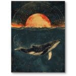 Plakat do salonu industrialnego zwierzęta wieloryb w kosmosie ciemnoniebiesko-czarny Plakat do salonu industrialnego zwierzęta wieloryb w kosmosie ciemnoniebiesko-czarny