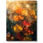 Plakat do salonu jesienne liście natura ciepłe kolorystyka złoty