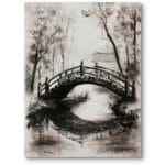 Plakat do salonu klasycznego vintage architektura zabytkowy most w japońskim ogrodzie czarno-biały Plakat do salonu klasycznego vintage architektura zabytkowy most w japońskim ogrodzie czarno-biały