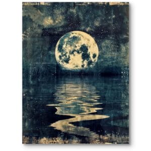 Plakat do salonu kosmos i astronomia księżyc noc granatowo-szary