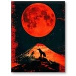 Plakat do salonu krajobrazy góra Fuji abstrakcja czerwono-czarny