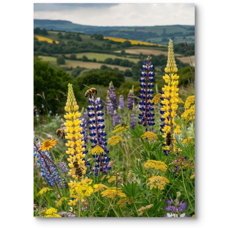 Plakat do salonu krajobrazy pejzaże i widoki łąki realistyczny zielono-żółty