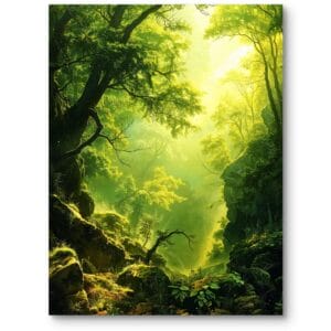 Plakat do salonu las zielono-żółty nowoczesny