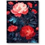 Plakat do salonu natura i przyroda kwiaty piwonie realistyczny czerwono-różowy