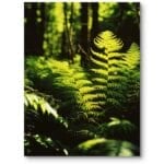 Plakat do salonu natura rośliny paproć makro realizm zielono-żółty