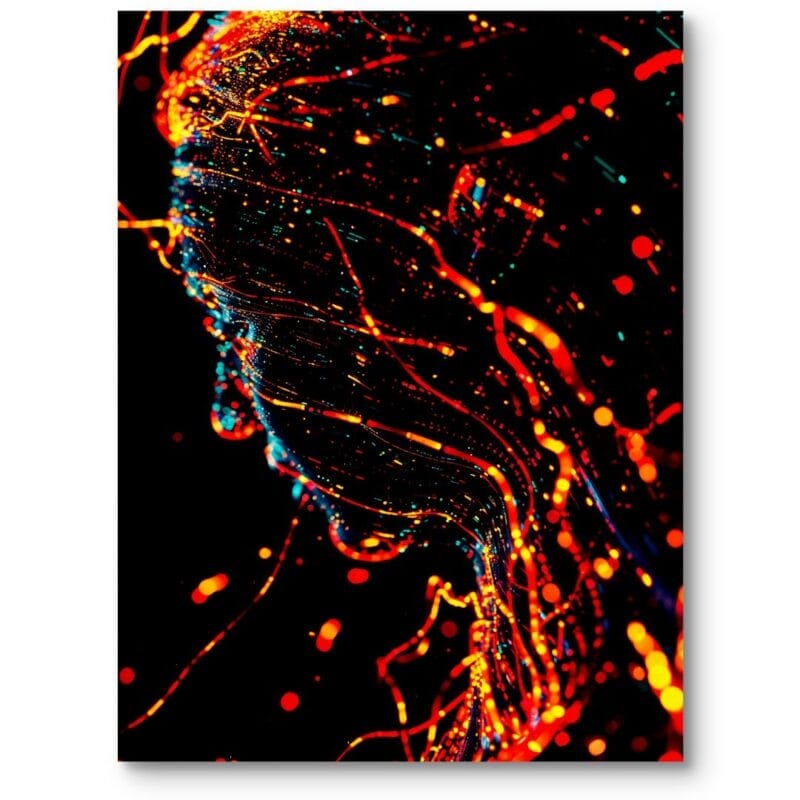 Plakat do salonu nowoczesnego abstrakcyjne światło pomarańczowo-niebieski Plakat do salonu nowoczesnego abstrakcyjne światło pomarańczowo-niebieski