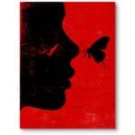 Plakat do salonu nowoczesny kobieta i motyl czerwono-czarny