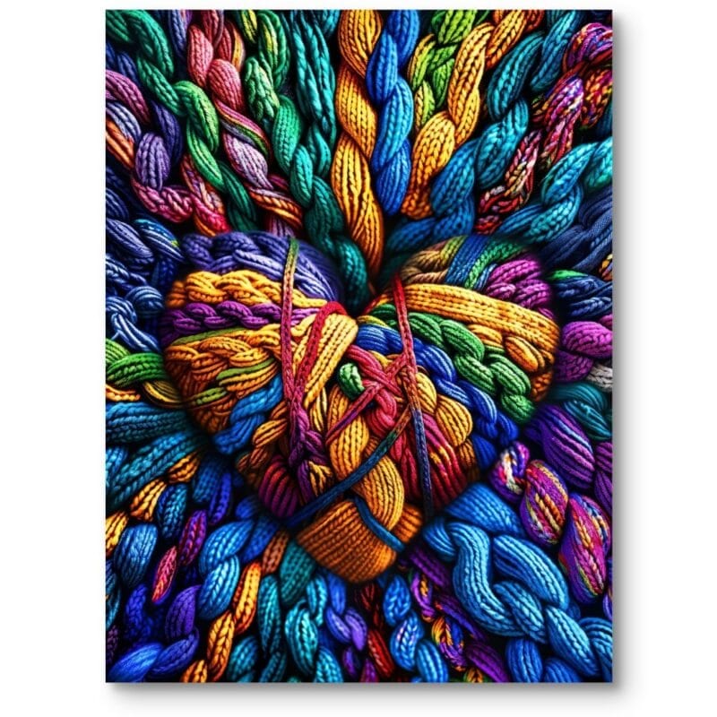 Plakat do salonu nowoczesny kolorowe serce pop-art fioletowo-zielony