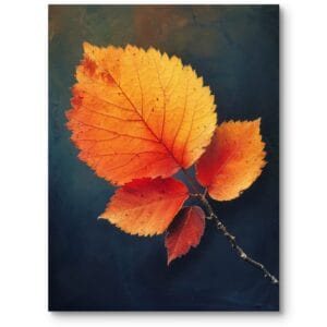 Plakat do salonu nowoczesny natura i krajobrazy jesienne liście realistyczny pomarańczowo-czerwony