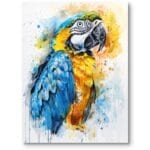 Plakat do salonu nowoczesny papuga niebiesko-żółty