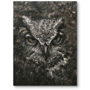 Plakat do salonu nowoczesny zwierzęta sowa czarno-biały
