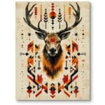 Plakat do salonu styl geometryczny z jeleniem w ciepłych kolorach Plakat do salonu styl geometryczny z jeleniem w ciepłych kolorach