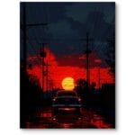 Plakat do salonu styl życia motoryzacja realizm czerwono-czarny