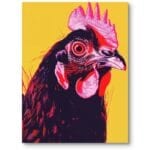 Plakat do salonu zwierzęta domowe kura pop-art żółto-czarny