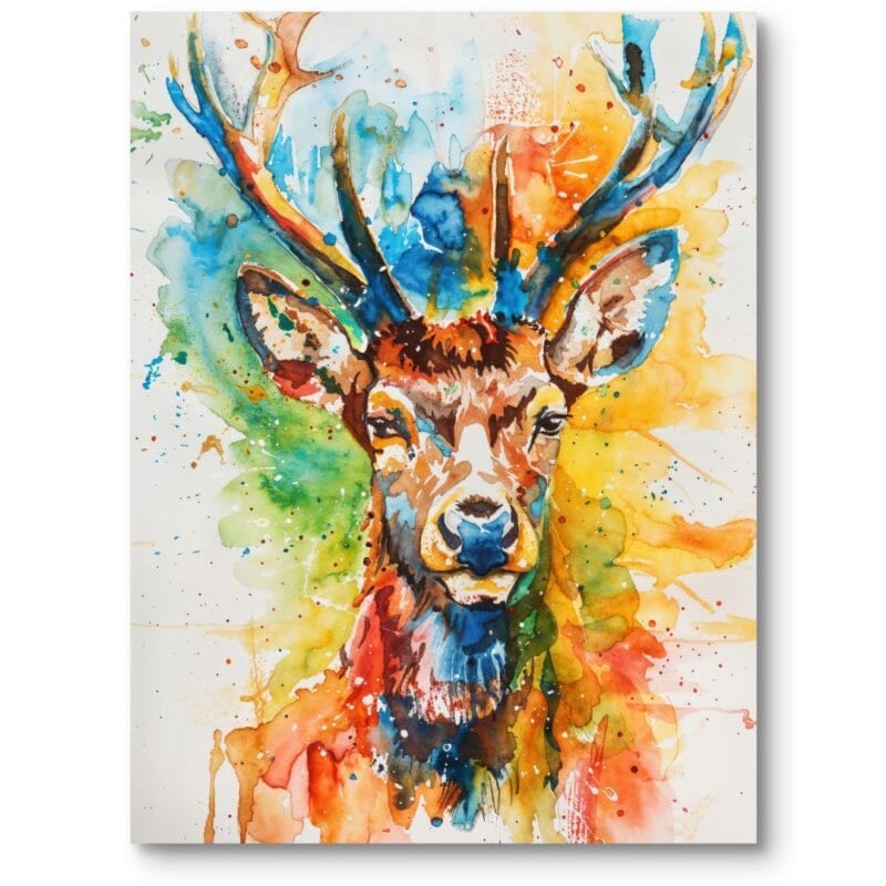 Plakat do salonu zwierzęta ssaki inspirujący jeleń pomarańczowo-zielony