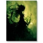 Plakat do sypialni kobieta fantasy magia mroczny czarno-zielony Plakat do sypialni kobieta fantasy magia mroczny czarno-zielony