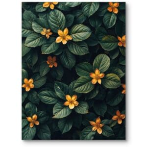 Plakat natura kwiaty do nowoczesnego salonu zielone liście mieszana kolorystyka