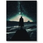 Plakat nocna fotografia do salonu kosmos gwiaździsta czarno-zielona