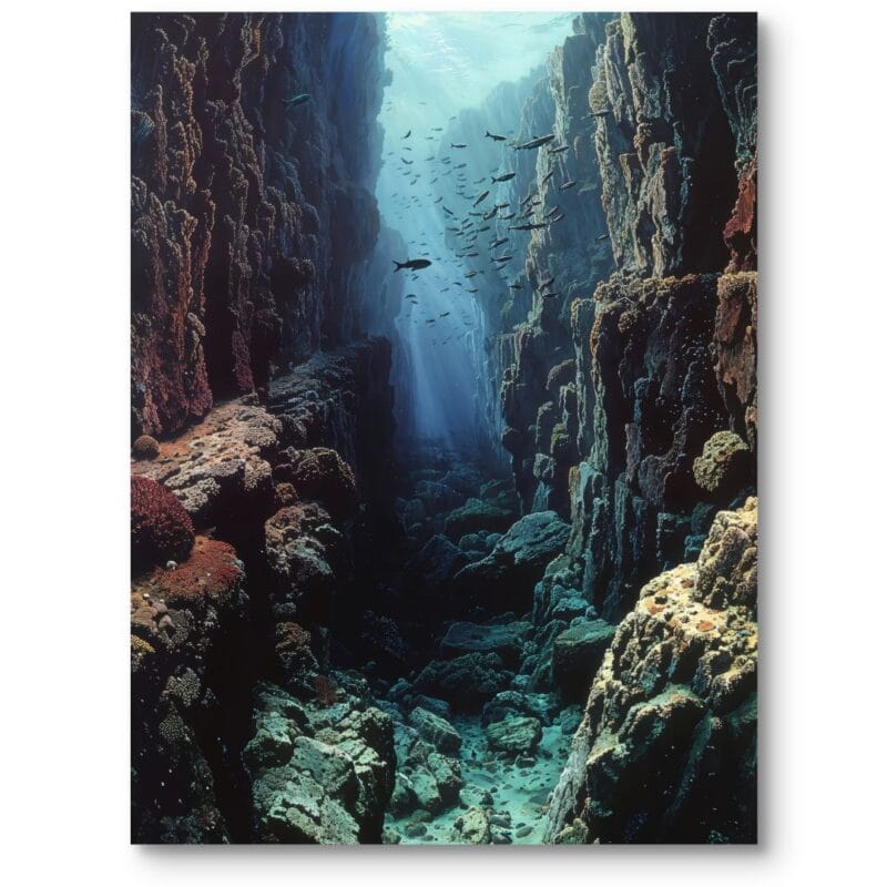 Plakat podwodny świat krajobraz do salonu nowoczesny niebiesko-brązowy