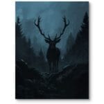 Plakat zwierzęta leśne jeleń noc do industrialnego gabinetu zimne kolory Plakat zwierzęta leśne jeleń noc do industrialnego gabinetu zimne kolory