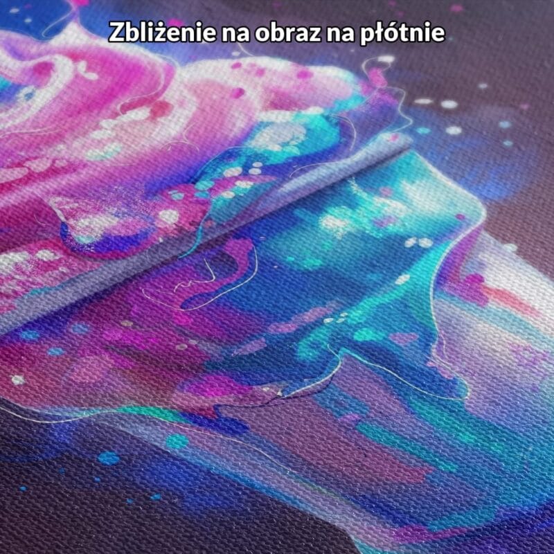 niebieski różowy fioletowy częściowo abstrakcyjny plakat na ścianę do salonu