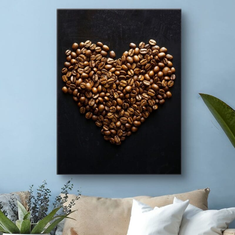 Plakat serce z ziaren kawy do kuchni